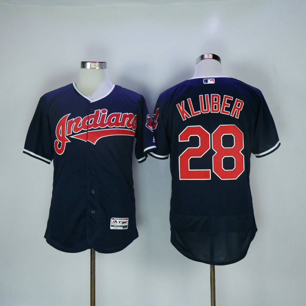 Men Cleveland Indians #28 Kluber Blue MLB Jerseys->cleveland indians->MLB Jersey
